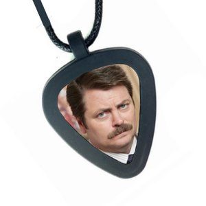Ron Swanson Parks and Recreation  Pickbandz Real Guitar Pick Unisex Necklace